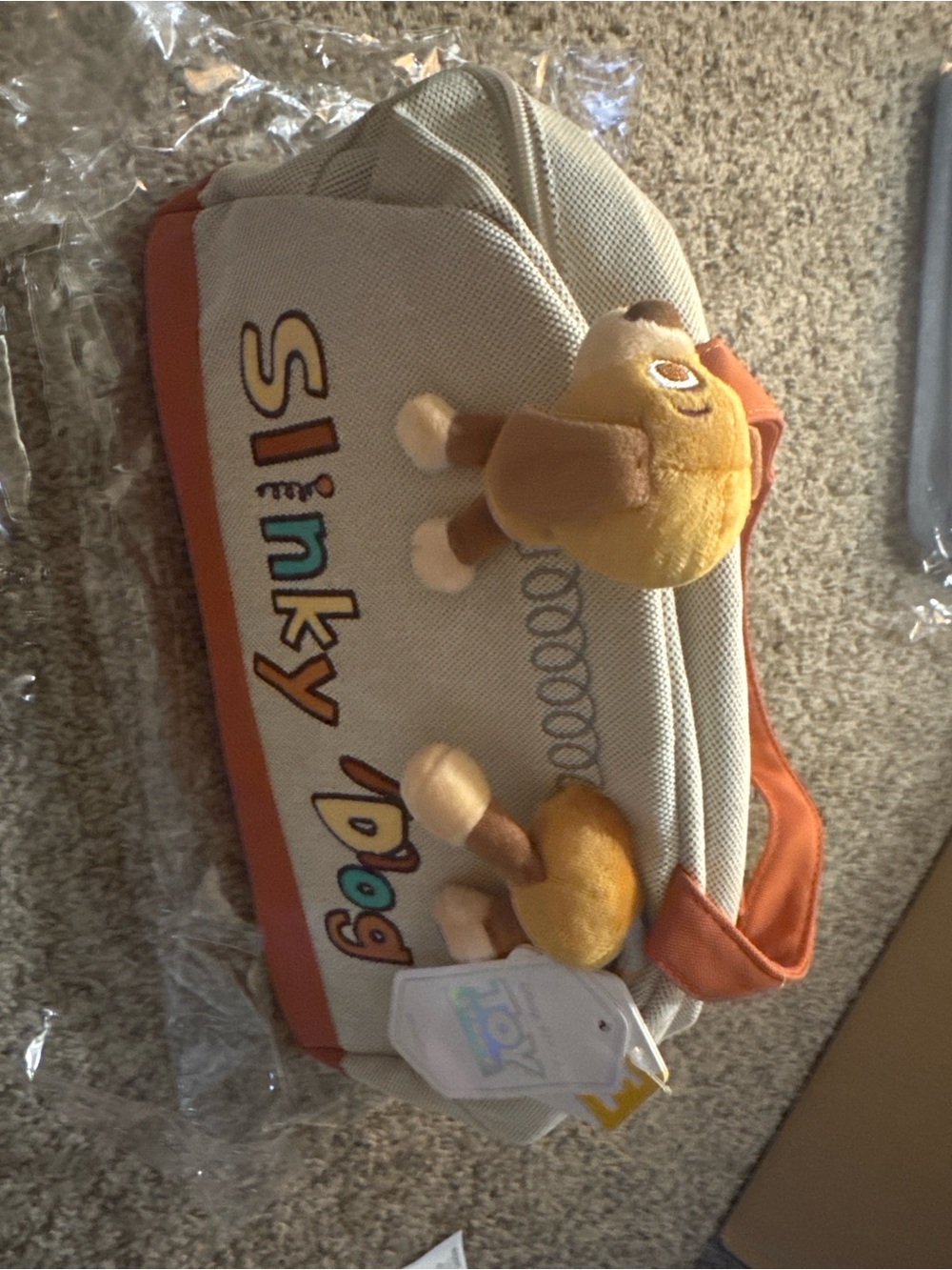 Slinky Dog Plush Crossbody Bag - Beige and Orange